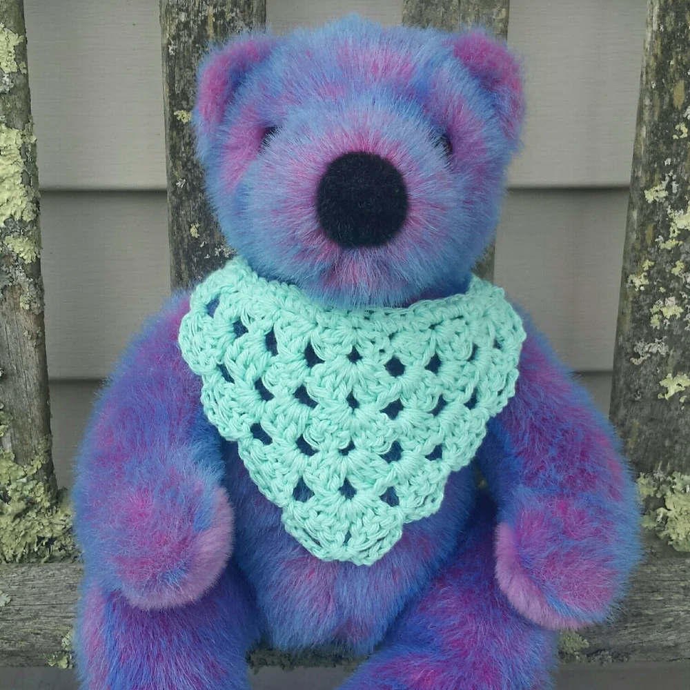Hand Crafted Aqua Blue Crochet Pet Bandana Neck Kerchief Small